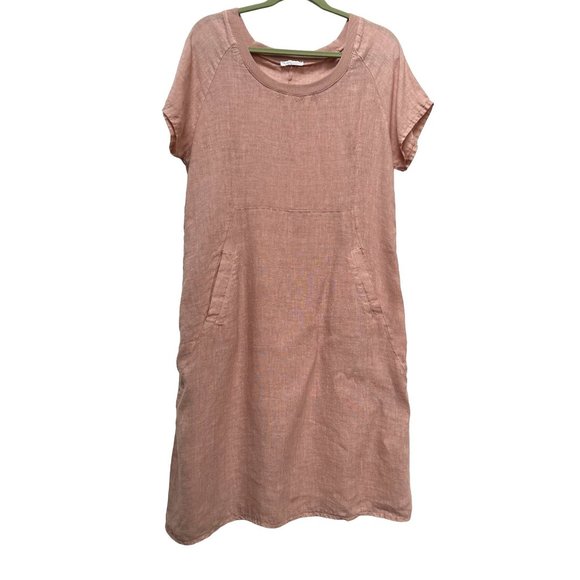 Made In Italy - Linen Tunic Sheath Dress Lightweight Size 10 - Picture 2 of 9